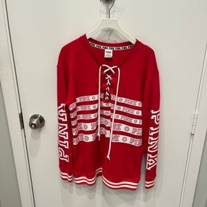 Victoria Secret Pink Red Hockey Sweater